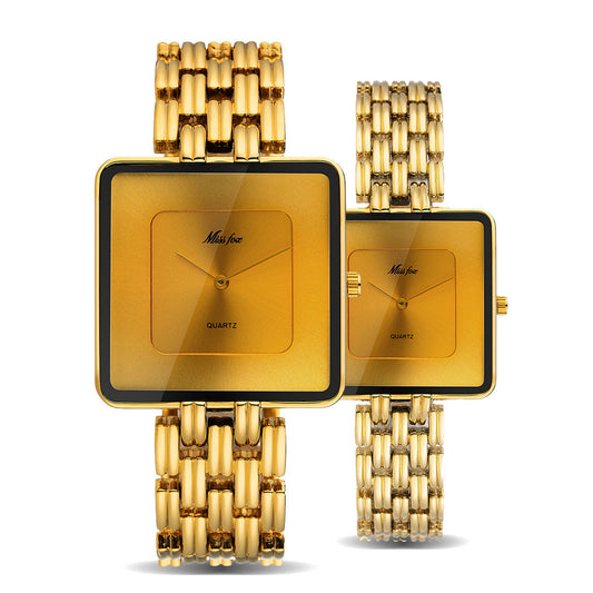 Luxury Square Gold Quartz Watch - Stylish and Elegant Timepiece for Men and Women